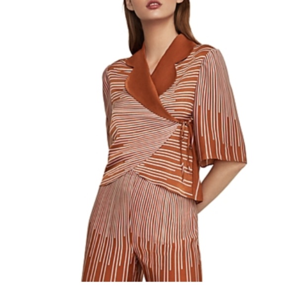 BCBGMaxAzria Tops - Sunburst Satin Wrap Top